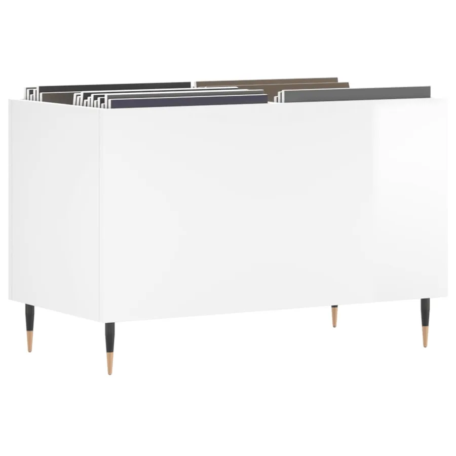 Armoire à disques blanc brillant 74,5x38x48cm bois d'ingénierie - 3