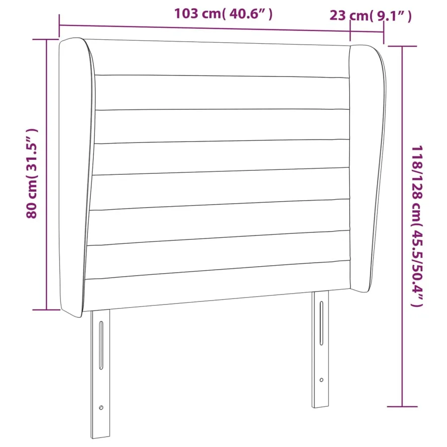 Tête de lit avec oreilles Gris foncé 103x23x118/128 cm Tissu - 9