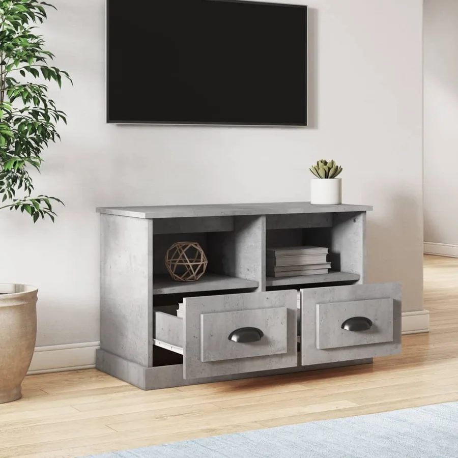 Meuble TV gris béton 80x35x50 cm bois d'ingénierie - 3