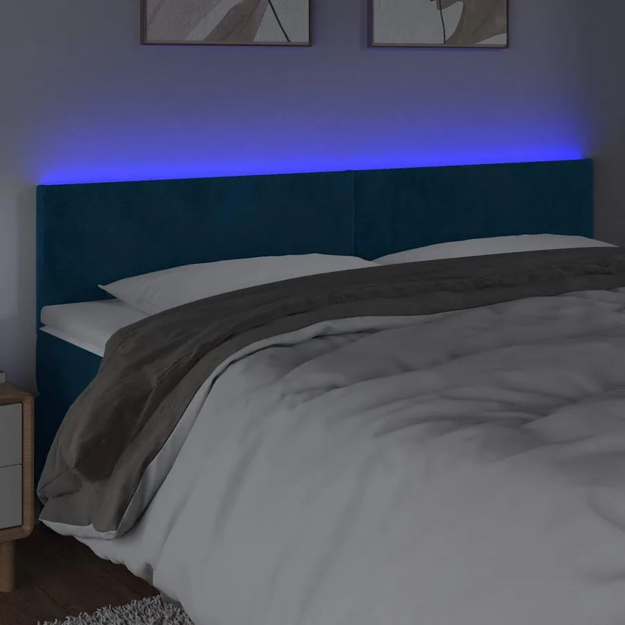 Tête de lit à LED Bleu foncé 200x5x78/88 cm Velours - 3
