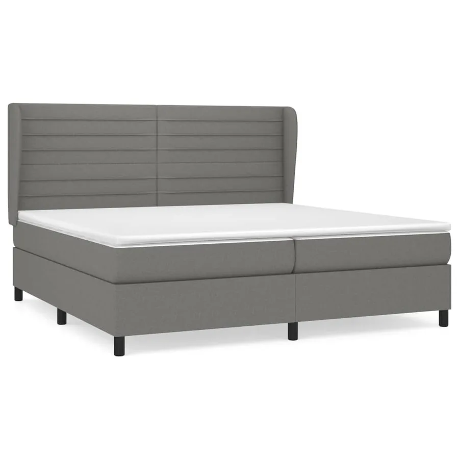 Sommier à lattes de lit avec matelas Gris foncé 200x200cm Tissu - 2