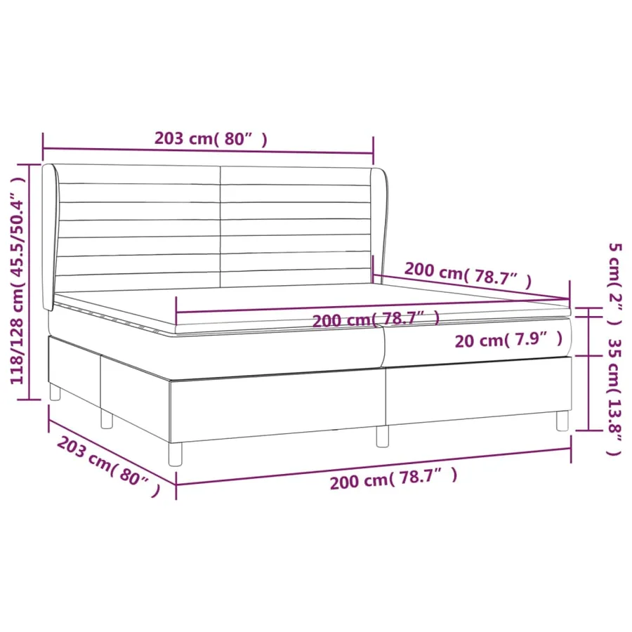 Sommier à lattes de lit avec matelas Gris foncé 200x200cm Tissu - 7