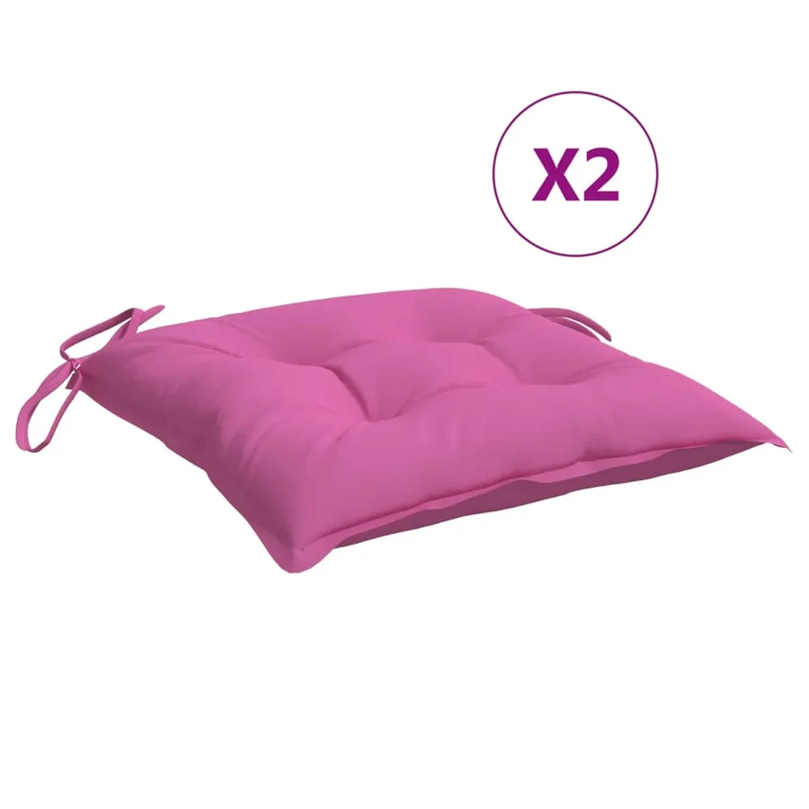 Coussins de chaise lot de 2 rose 40x40x7 cm tissu - 2