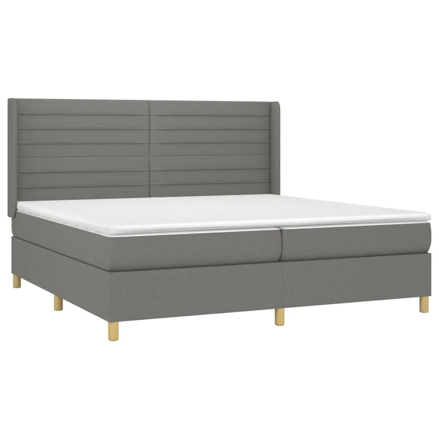 Sommier à lattes de lit avec matelas Gris foncé 200x200cm Tissu - 3