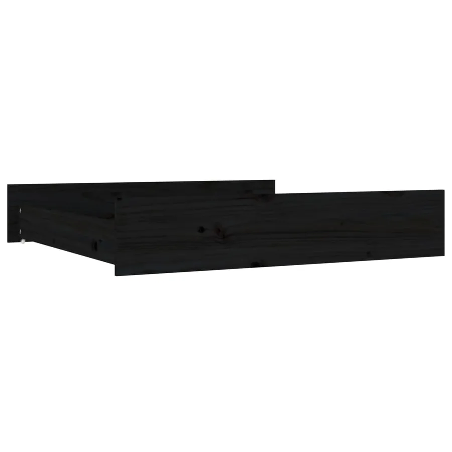 Tiroirs de lit 2 pcs Noir Bois de pin massif - 3