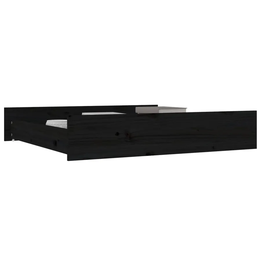 Tiroirs de lit 2 pcs Noir Bois de pin massif - 6