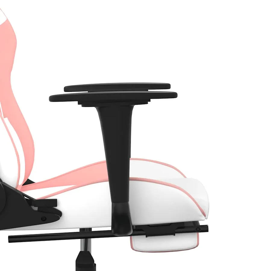 Chaise de jeu de massage avec repose-pied Blanc rose Similicuir - 9