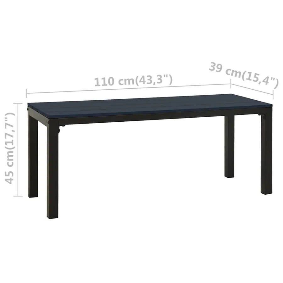 Banc de jardin 110 cm acier et WPC noir - 6