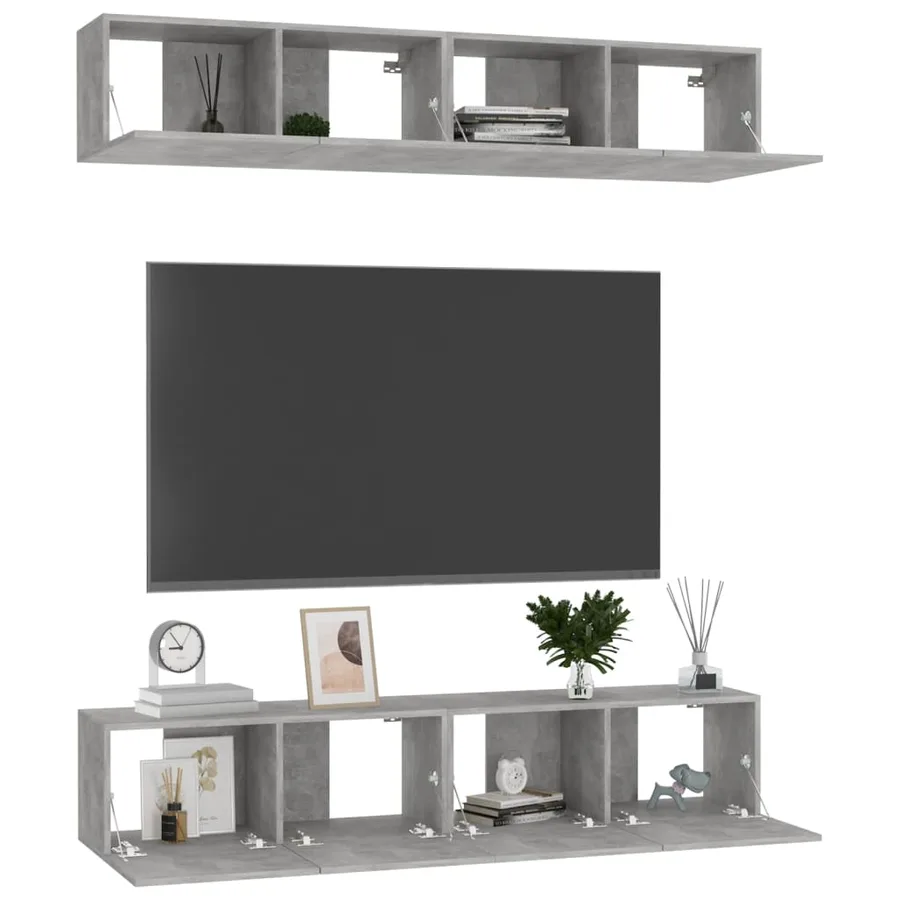 Meubles TV 4 pcs Gris béton 80x30x30 cm Bois d'ingénierie - 3
