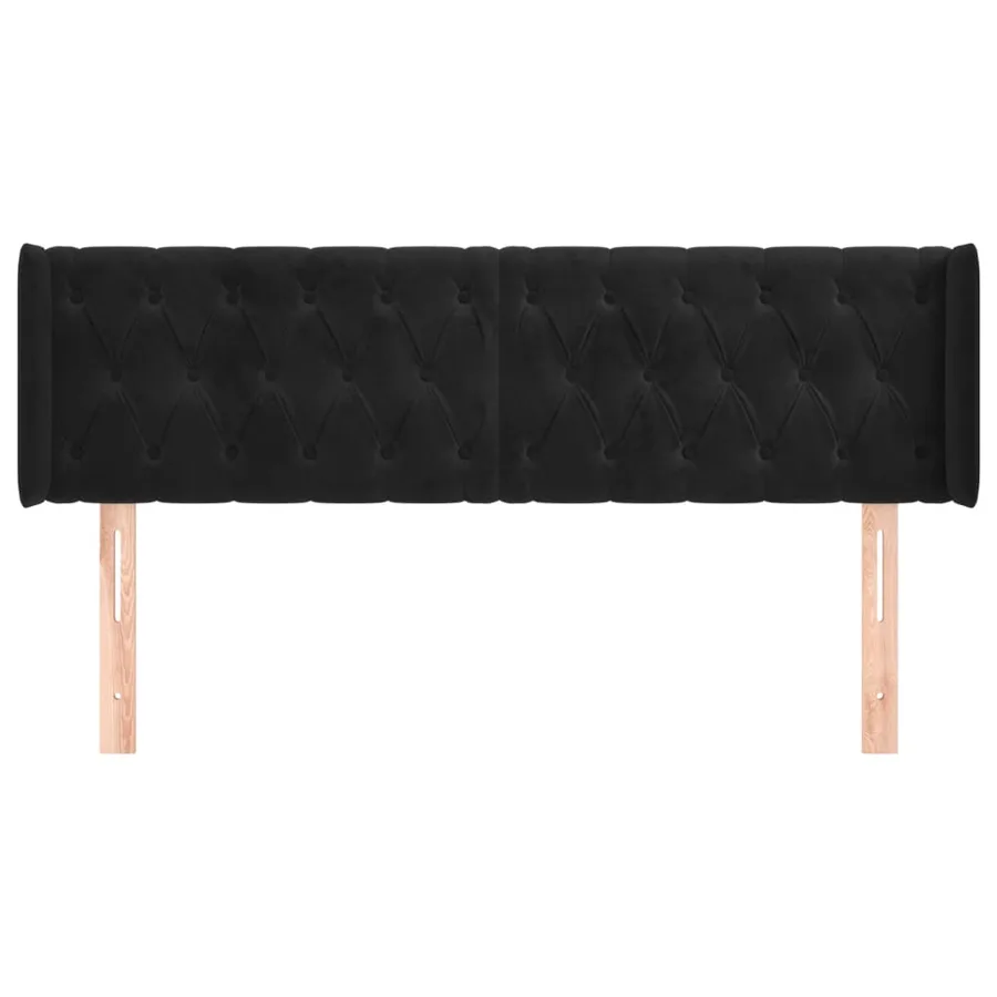 Tête de lit avec oreilles Noir 147x16x78/88 cm Velours - 3