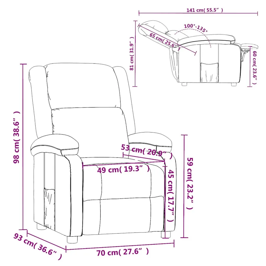Fauteuil inclinable Vert foncé Tissu - 9
