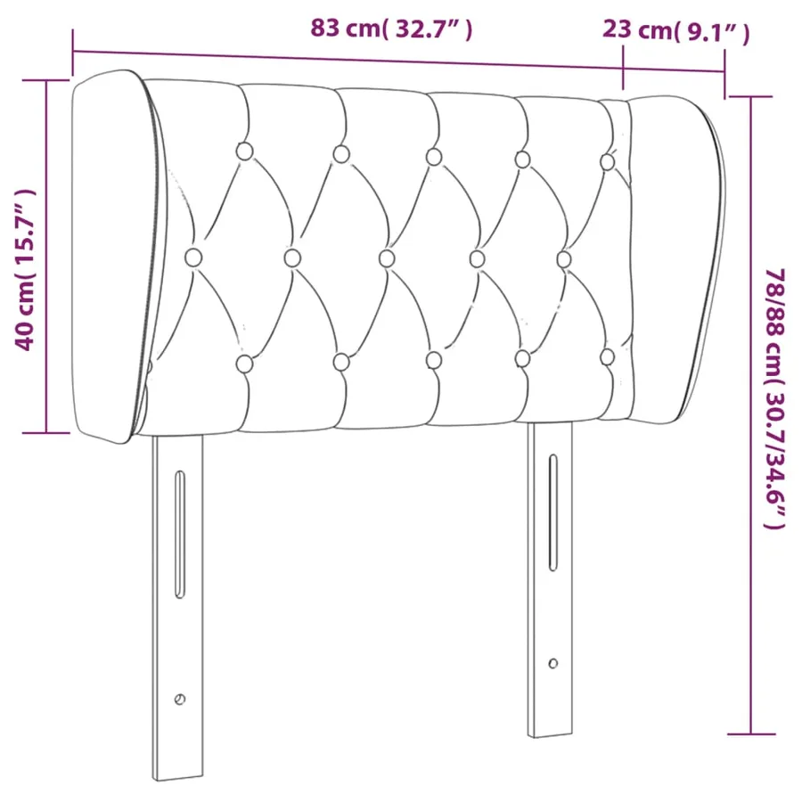 Tête de lit avec oreilles Gris foncé 83x23x78/88 cm Velours - 9