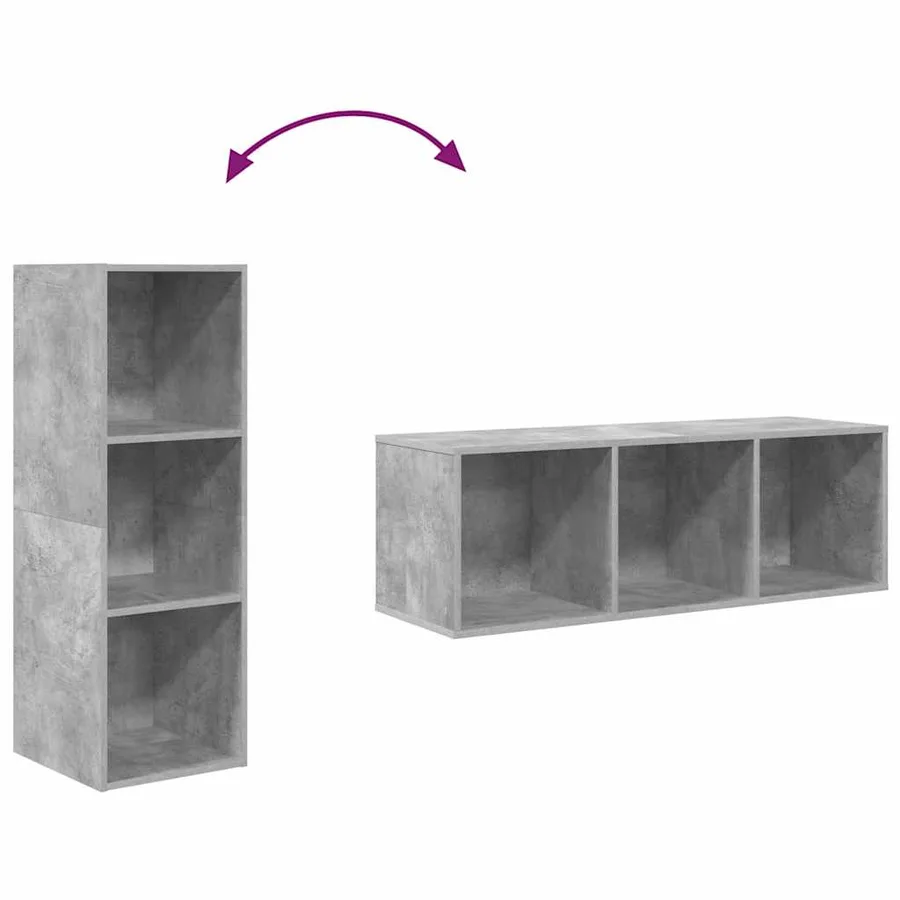 Meuble TV mural Gris béton 37x37x107 cm Bois d’ingénierie - 10