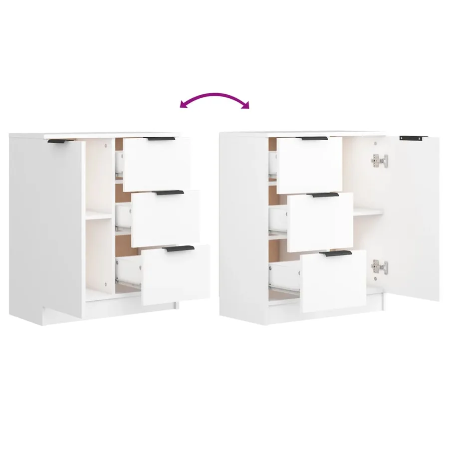 Buffet Blanc 60x30x70 cm Bois d'ingénierie - 6