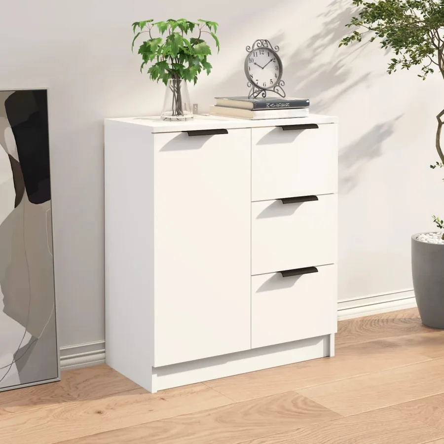 Buffet Blanc 60x30x70 cm Bois d'ingénierie - 8