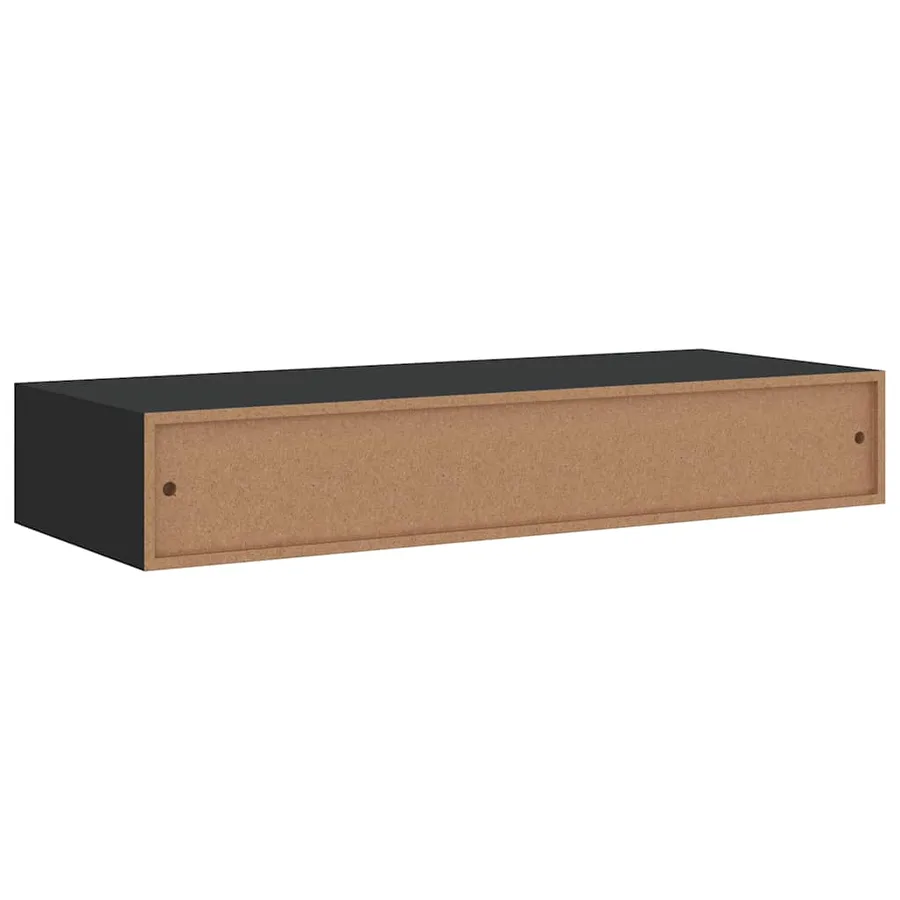 Étagère à tiroir murale Noir 60x23,5x10 cm MDF - 8