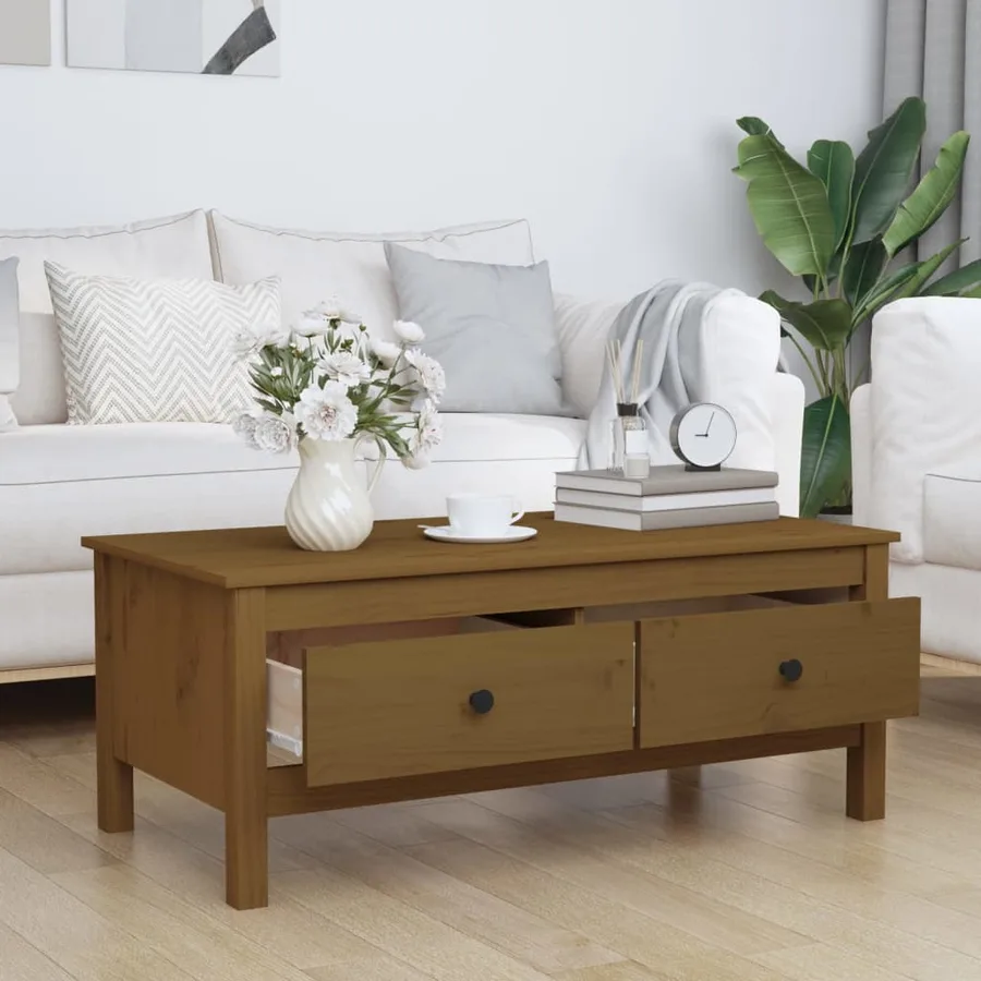 Table basse Marron miel 100x50x40 cm Bois massif de pin - 3