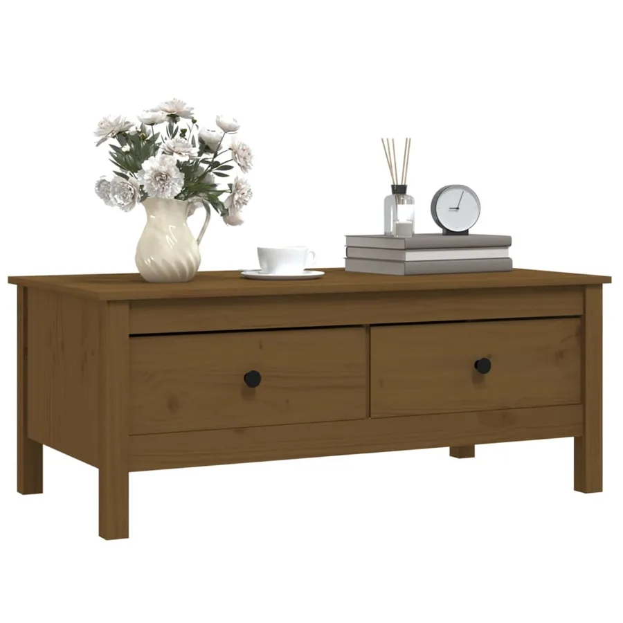 Table basse Marron miel 100x50x40 cm Bois massif de pin - 4