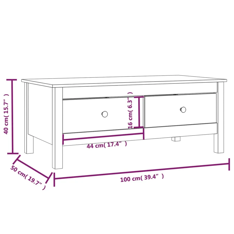 Table basse Marron miel 100x50x40 cm Bois massif de pin - 9