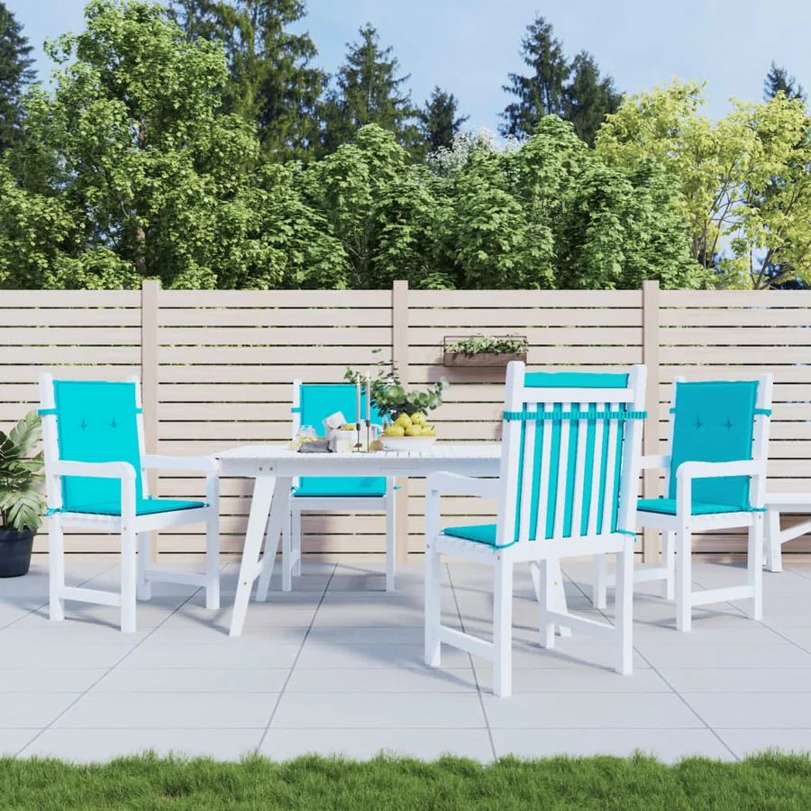 Coussins de chaise à dossier bas lot de 4 turquoise tissu