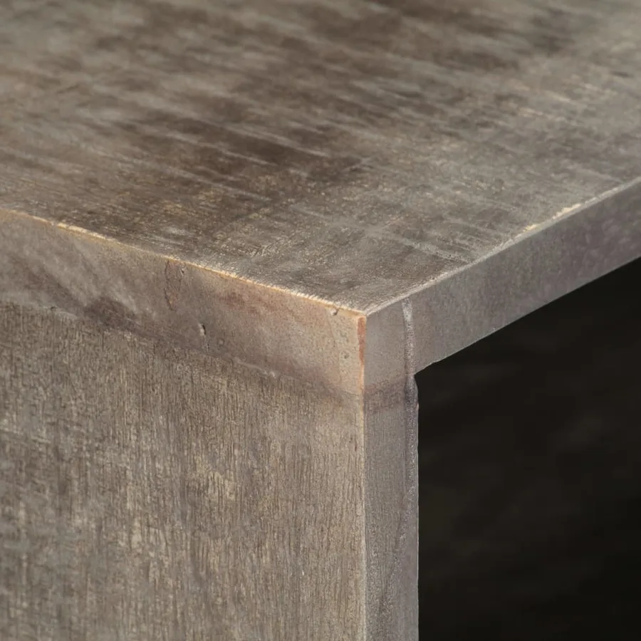 Meuble TV Gris 130x30x46 cm Bois massif de manguier brut - 5