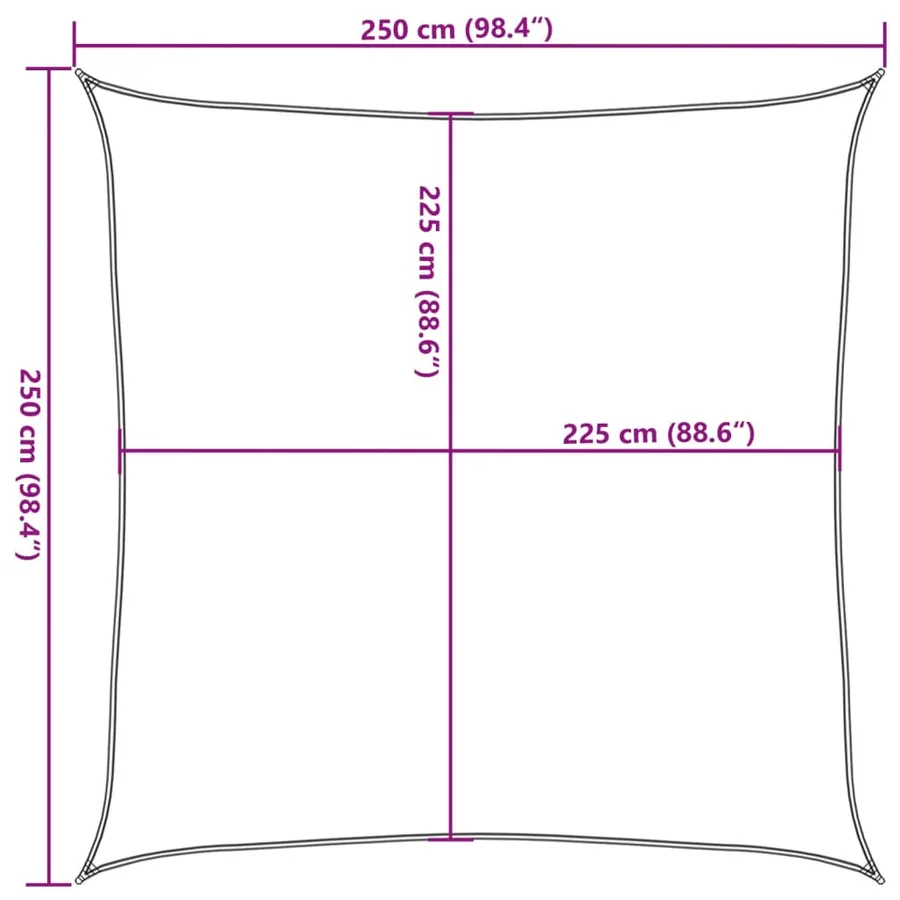Voile d'ombrage 160 g/m² Orange 2,5x2,5 m PEHD - 10