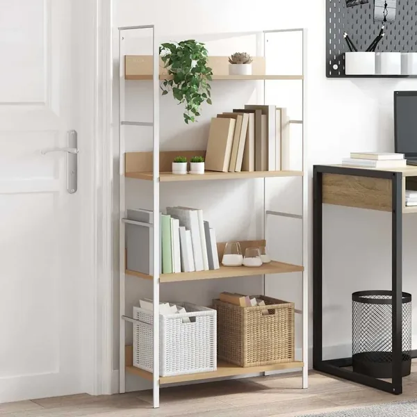 Bibliothèque à 4 niveaux chêne 60x27,6x124,5 cm bois ingénierie