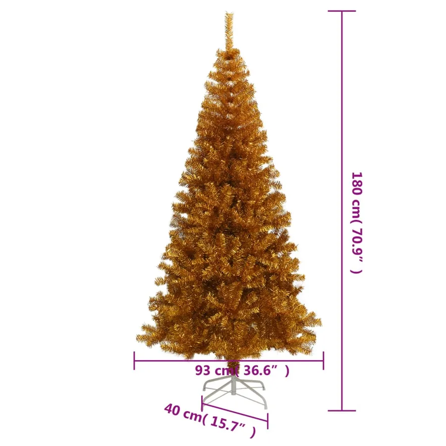 Sapin de Noël artificiel avec support Doré 180 cm PET - 6