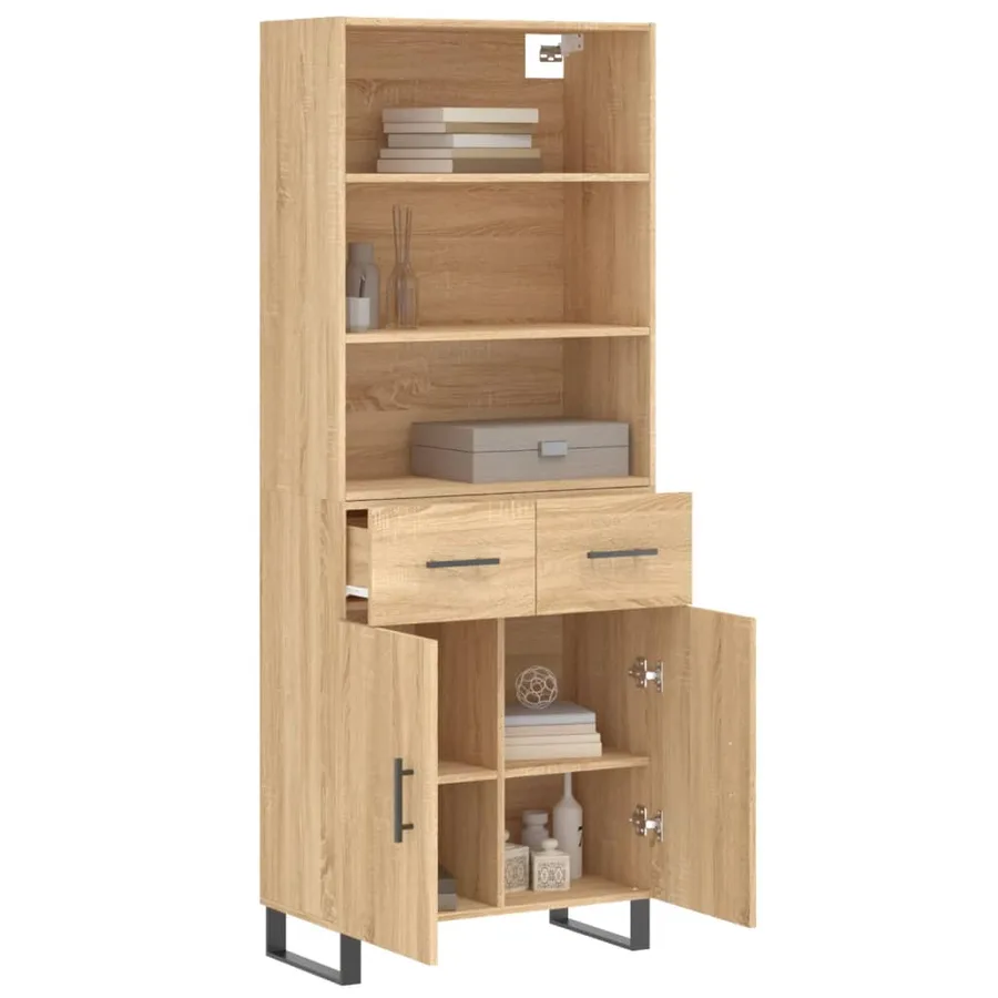 Buffet haut Chêne sonoma 69,5x34x180 cm Bois d'ingénierie - 3