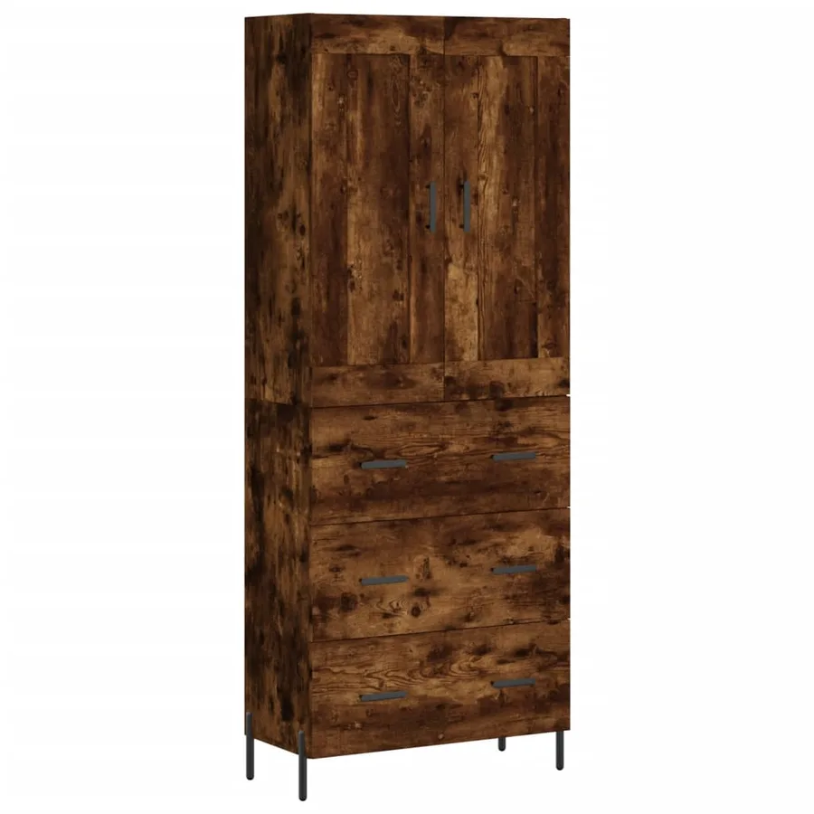 Buffet haut Chêne fumé 69,5x34x180 cm Bois d'ingénierie - 2