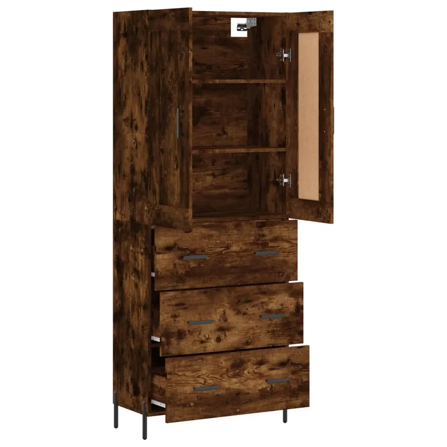 Buffet haut Chêne fumé 69,5x34x180 cm Bois d'ingénierie - 4