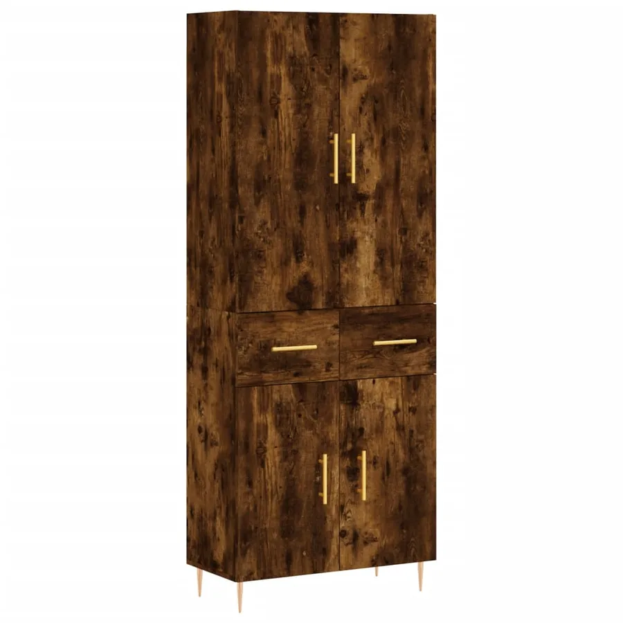 Buffet haut Chêne fumé 69,5x34x180 cm Bois d'ingénierie - 2