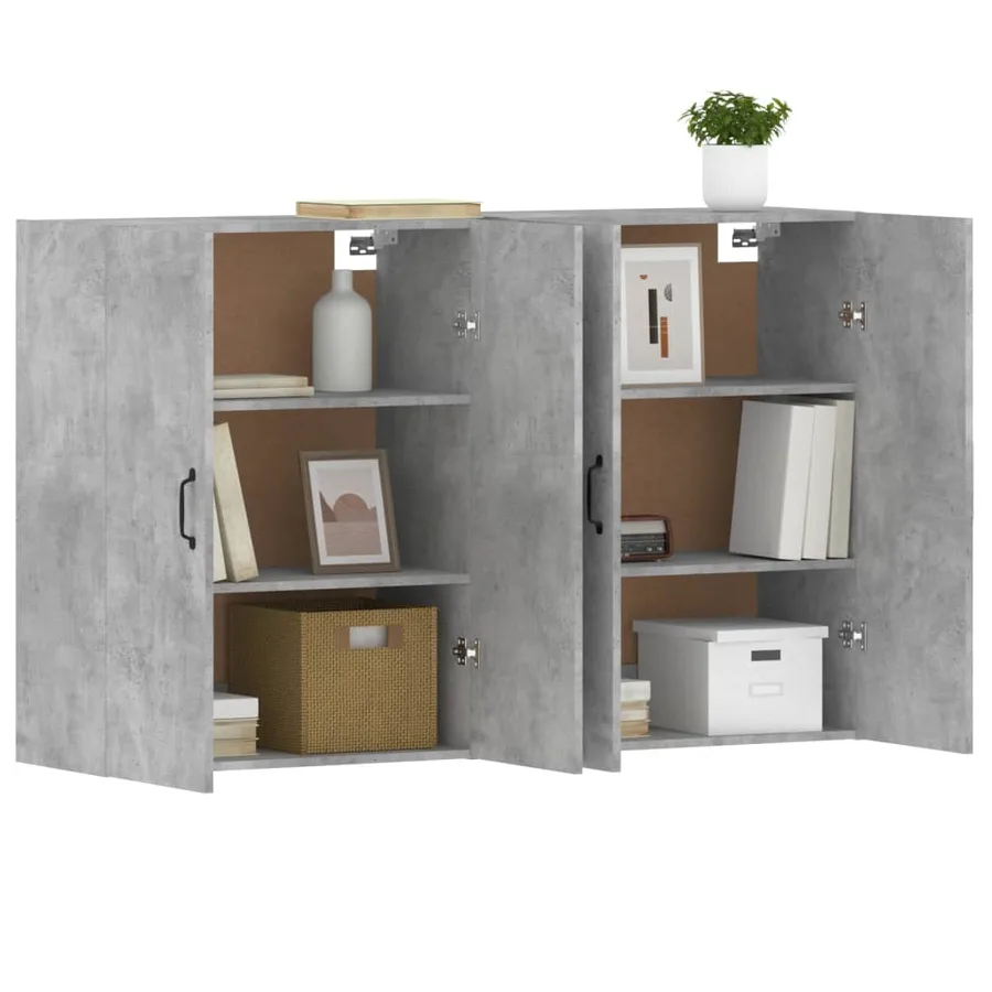 Armoires murales 2 pcs gris béton bois d'ingénierie - 4