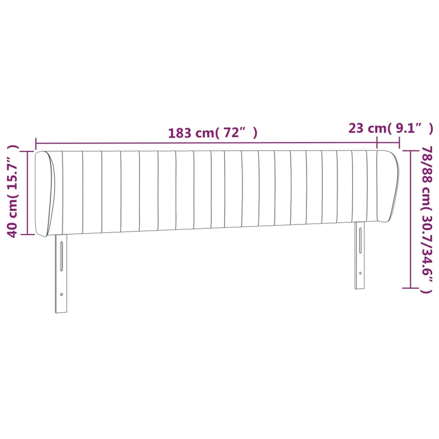 Tête de lit avec oreilles Gris clair 183x23x78/88 cm Tissu - 9