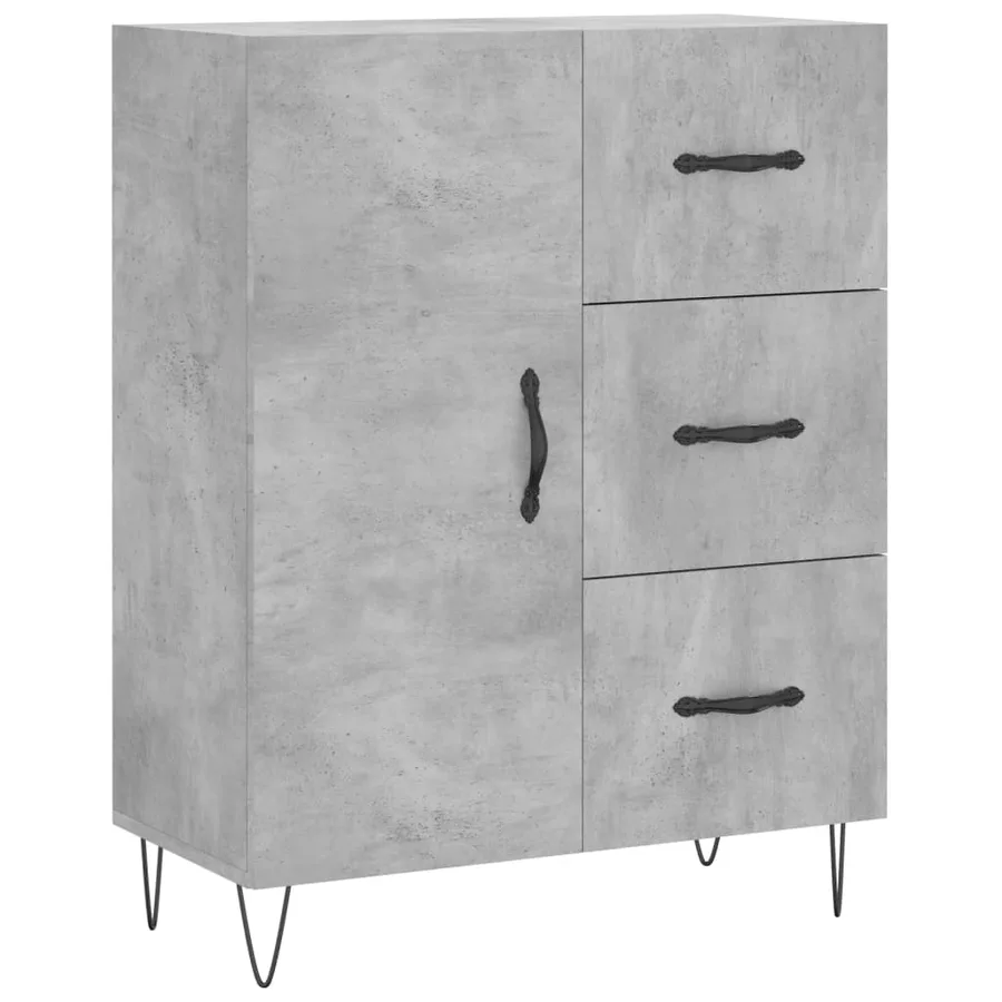 Buffet haut Gris béton 69,5x34x180 cm Bois d'ingénierie - 7