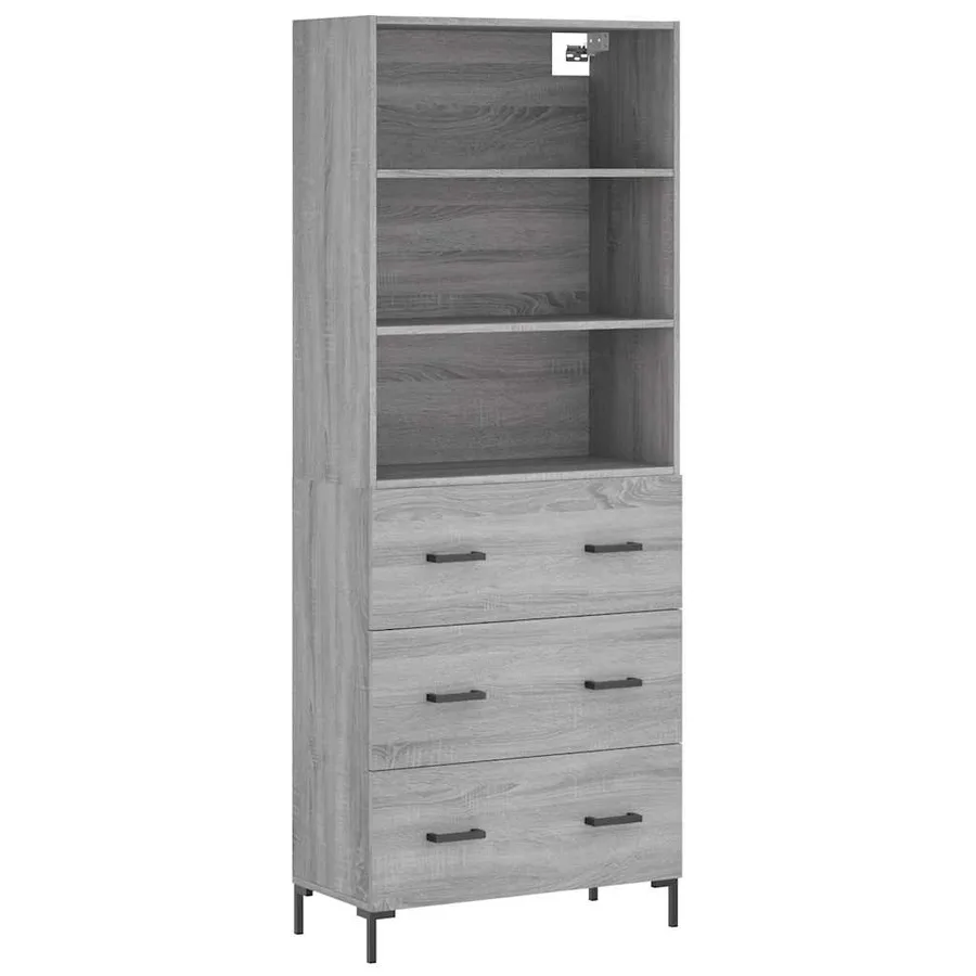 Buffet haut Sonoma gris 69,5x34x180 cm Bois d'ingénierie - 2