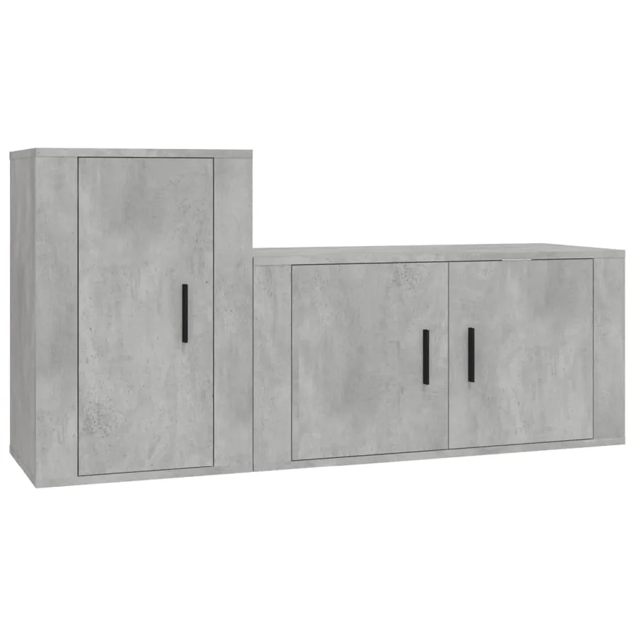 Ensemble de meubles TV 2 pcs gris béton bois d'ingénierie - 2