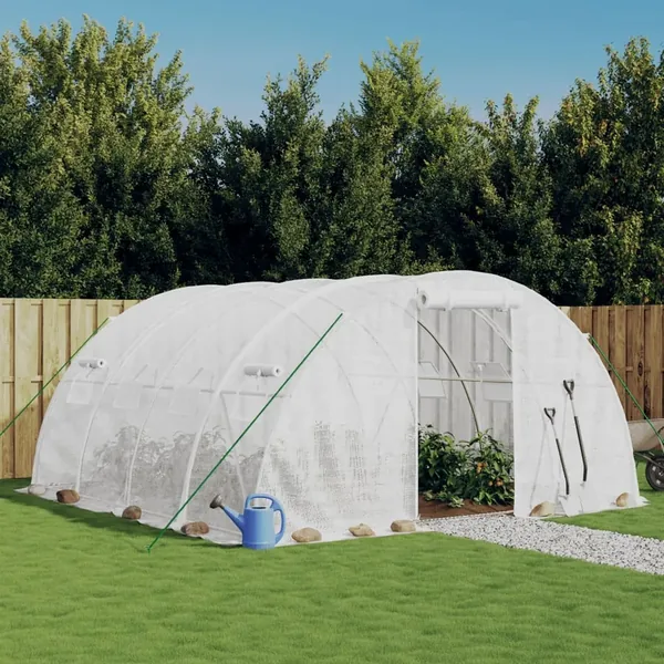 Serre avec cadre en acier Blanc 16 m² 4x4x2 m
