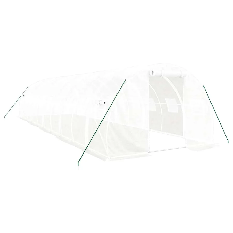 Serre avec cadre en acier blanc 30 m² 10x3x2 m - 2