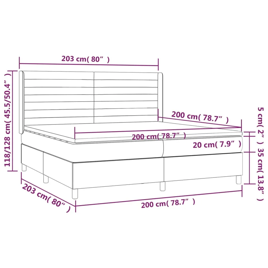 Sommier à lattes de lit matelas LED Gris foncé 200x200 cm Tissu - 8