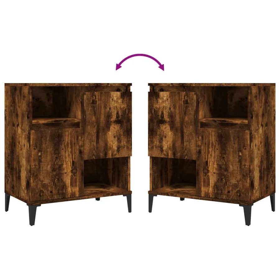 Buffets 2 pcs chêne fumé 60x35x70 cm bois d'ingénierie - 7
