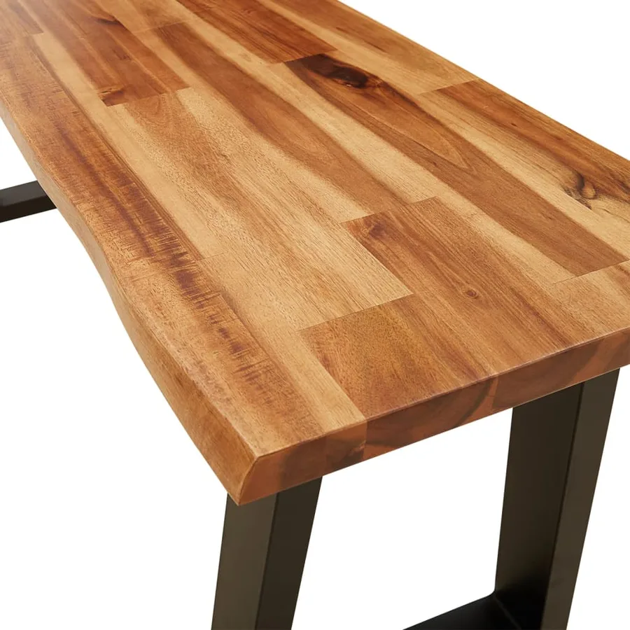 Ensemble à manger 3 pcs avec bord vivant bois massif d'acacia - 9