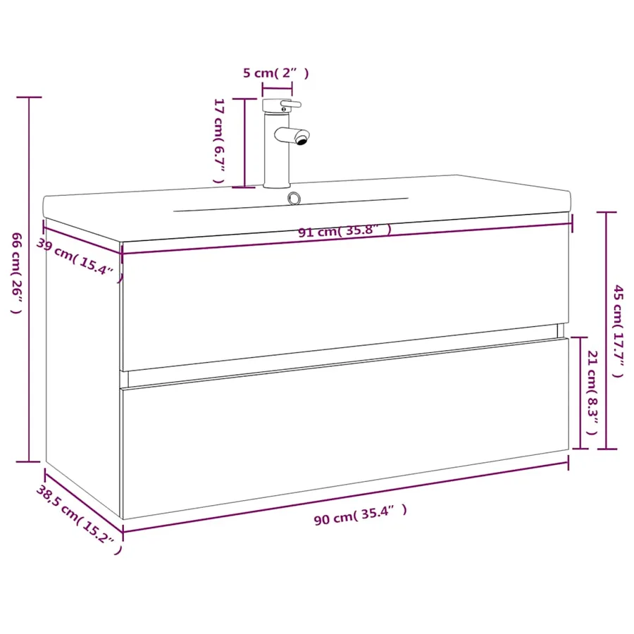 Meuble lavabo avec bassin intégré Sonoma gris Bois d'ingénierie - 7