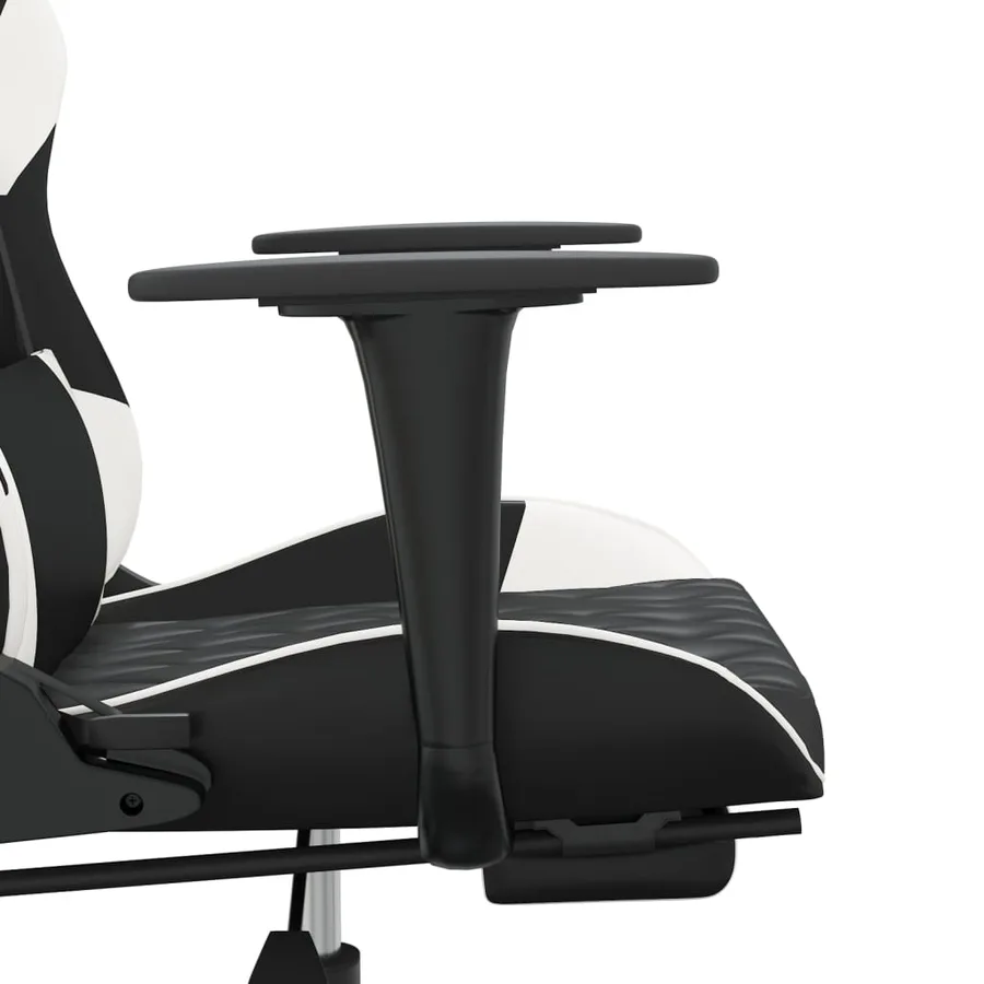 Chaise de jeu avec repose-pied Noir et blanc Similicuir - 10