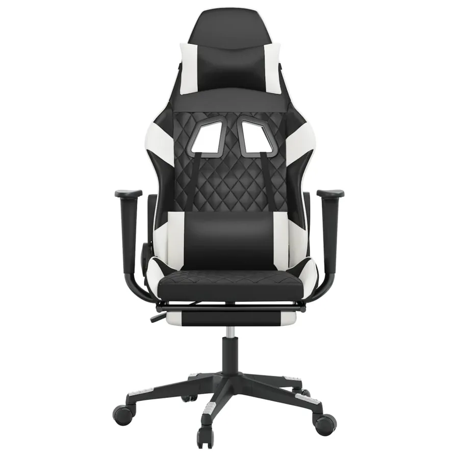 Chaise de jeu avec repose-pied Noir et blanc Similicuir - 3
