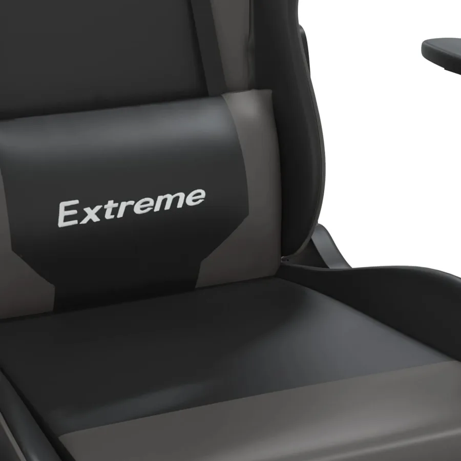 Chaise de jeu avec repose-pied Noir et gris Similicuir - 9