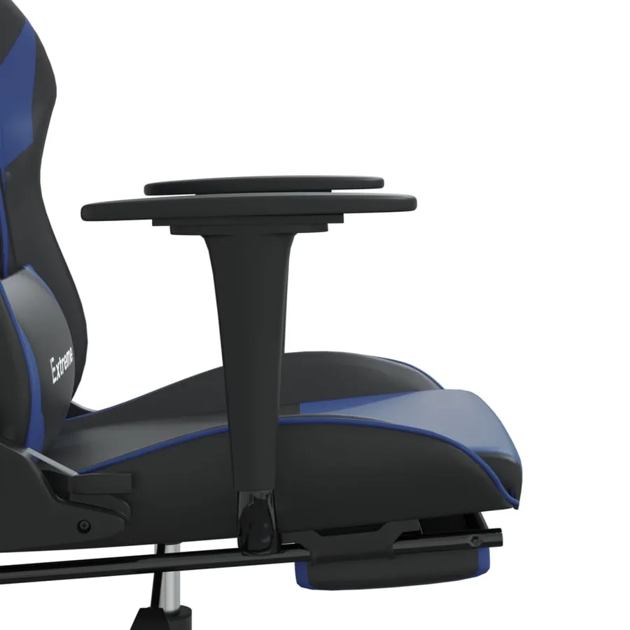 Chaise de jeu avec repose-pied Noir et bleu Similicuir - 11