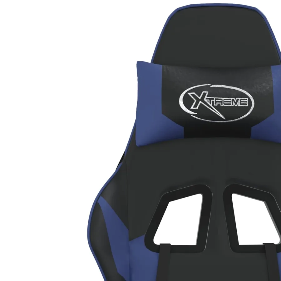 Chaise de jeu avec repose-pied Noir et bleu Similicuir - 12