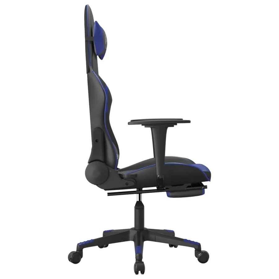 Chaise de jeu avec repose-pied Noir et bleu Similicuir - 4