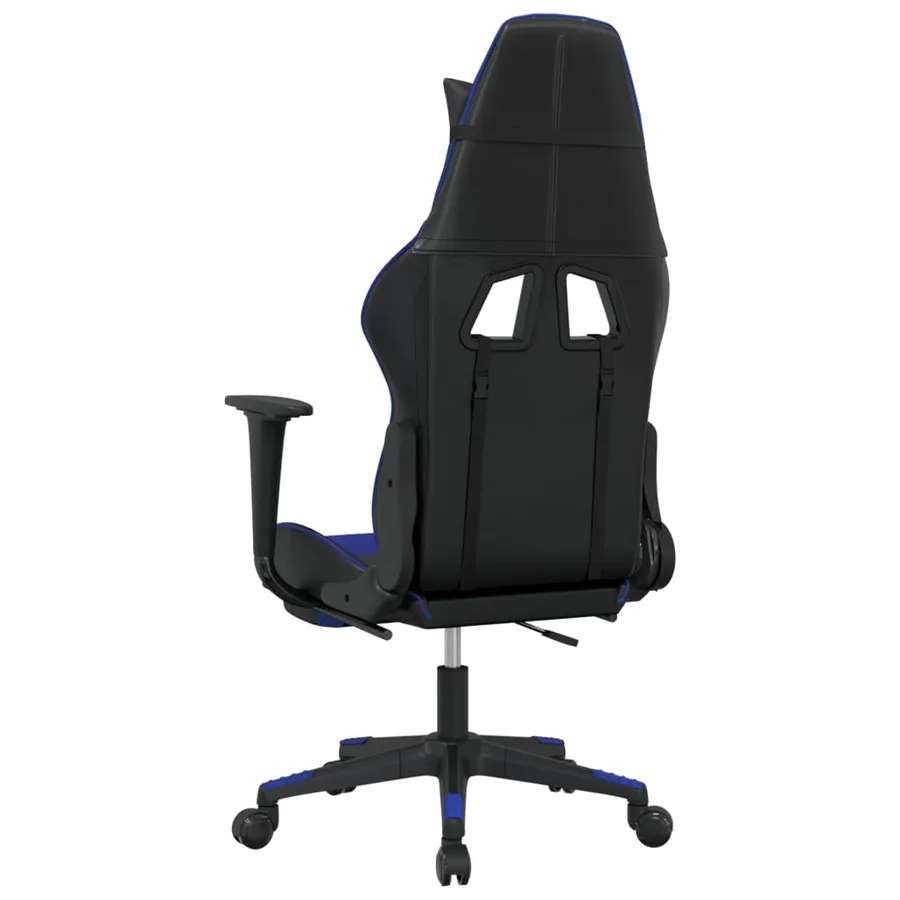 Chaise de jeu avec repose-pied Noir et bleu Similicuir - 5